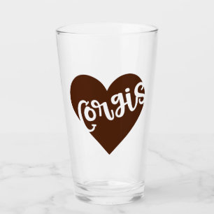CORGIS - HEART WITH PAW TYPOGRAPHY GLASS