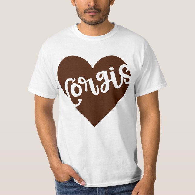 CORGIS - HEART WITH PAW TYPOGRAPHY T-Shirt (Front)