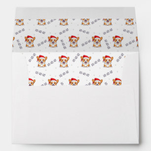 Corgis in Santa Hats Christmas Pattern Envelope