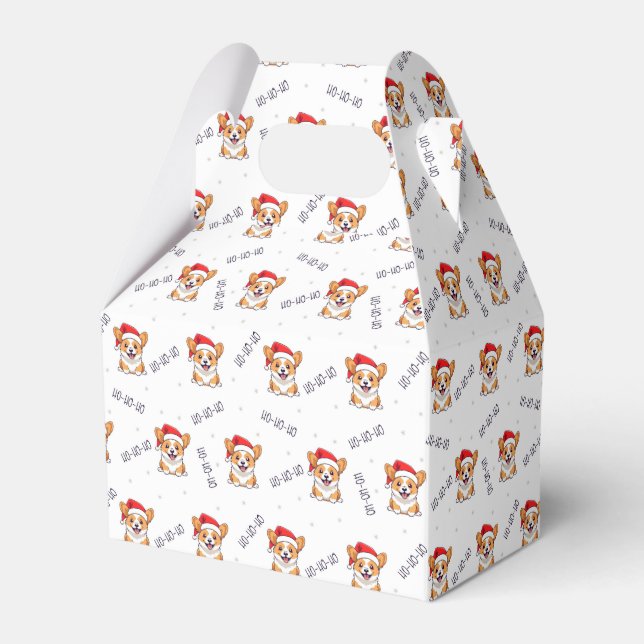 Corgis in Santa Hats Christmas Pattern Favour Box (Front Side)