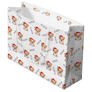 Corgis in Santa Hats Christmas Pattern Large Gift Bag