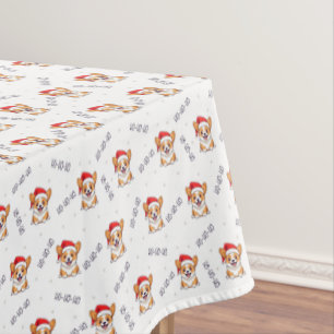 Corgis in Santa Hats Christmas Pattern Tablecloth