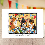 Corgis know how to Party! Birthday Dog Custom Card<br><div class="desc">Celebrate in Corgi style with this cute and fun birthday card! Featuring three happy corgis in party costumes having a good time. The greeting and the message inside can be personalised to make it more unique.</div>