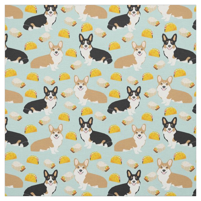 Corgis Tacos Fabric - cute corgi pattern (Swatch)