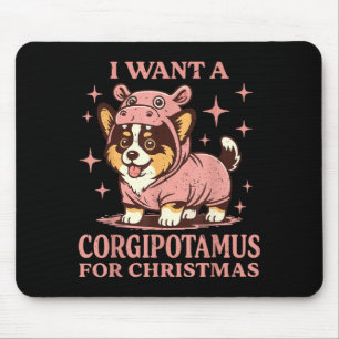 Corgitamus Funny Tri Color Corgi Christmas Pajama Mouse Pad