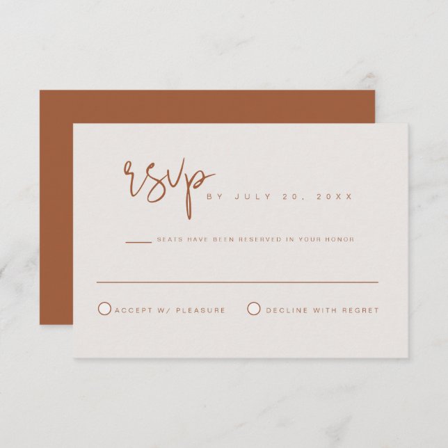 CORIANDER- Bohemian Earth Tone Burnt Orange RSVP Invitation (Front/Back)