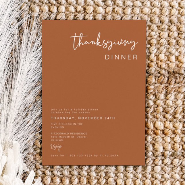 CORIANDER Bohemian Terracotta Thanksgiving Dinner  Invitation (Creator Uploaded)