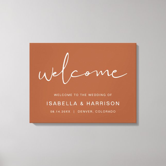 CORIANDER Bohemian Terracotta Wedding Welcome Canvas Print (Front)