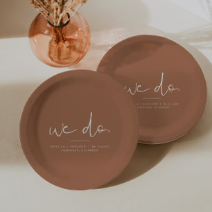 CORIANDER Boho Burnt Orange Rust Wedding Paper Plate