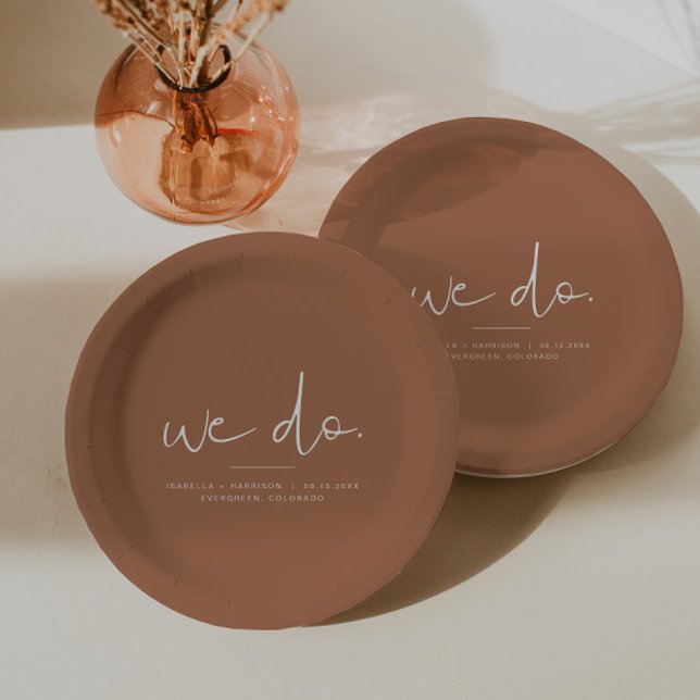 CORIANDER Boho Burnt Orange Rust Wedding Paper Plate (Creator Uploaded)