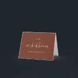 CORIANDER Boho My Maid of Honour Wedding Day Card<br><div class="desc">This to my maid of honour card features an edgy handwritten font and modern minimalist design with a boho burnt rust and white colour combination. Use this template to edit the fonts, font colour, and background colour to match your event needs. This card is perfect for your fall, boho or...</div>