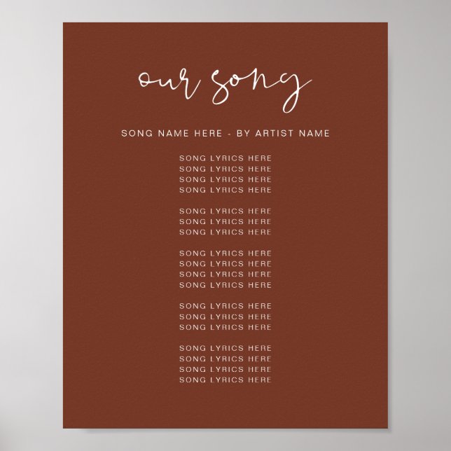 CORIANDER Boho Rust Wedding Song Lyrics Poster (Front)