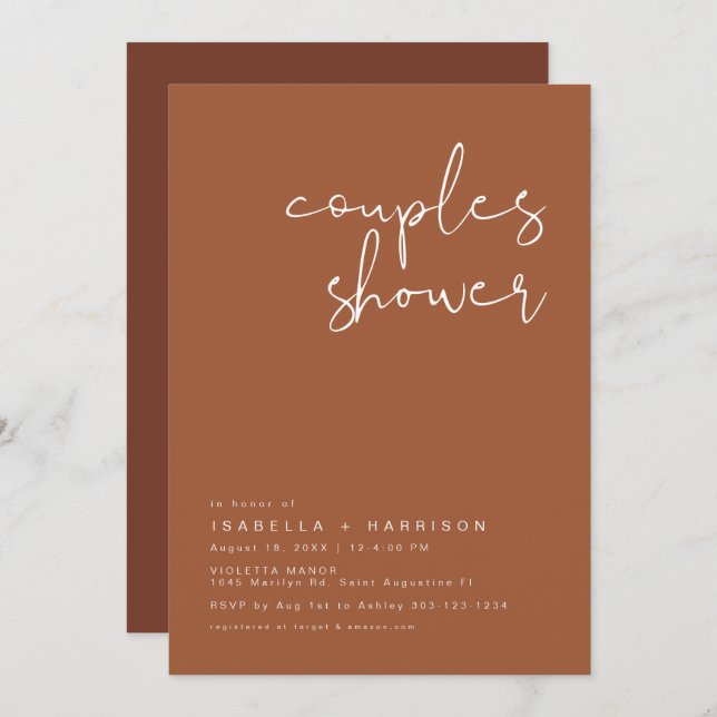 CORIANDER Boho Terracotta Couples Shower Invitatio Invitation (Front/Back)