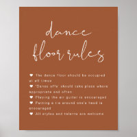 CORIANDER Boho Terracotta Dance Floor Rules Sign