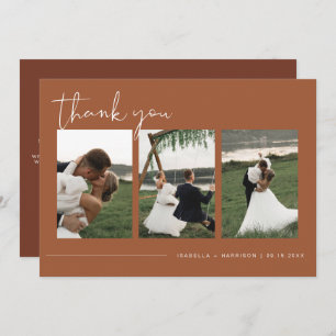 CORIANDER Boho Terracotta Photo Wedding Thank You Invitation