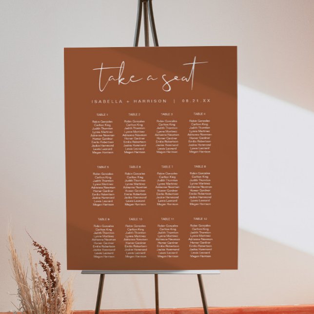 CORIANDER Boho Terracotta Rust Wedding Seating Poster (Creator Uploaded)