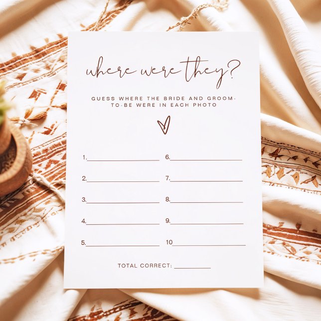CORIANDER Boho Where Were They Bridal Shower Game Invitation (Creator Uploaded)