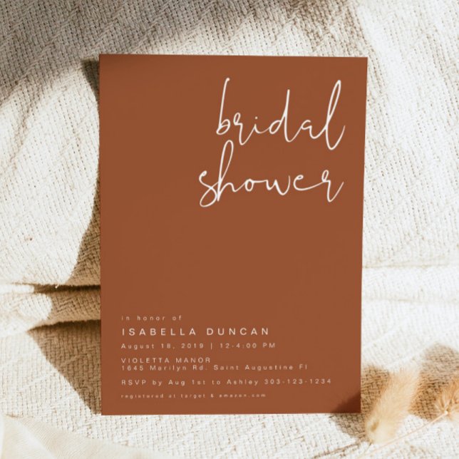 CORIANDER Burnt Orange Terracotta Bridal Shower Invitation (Creator Uploaded)