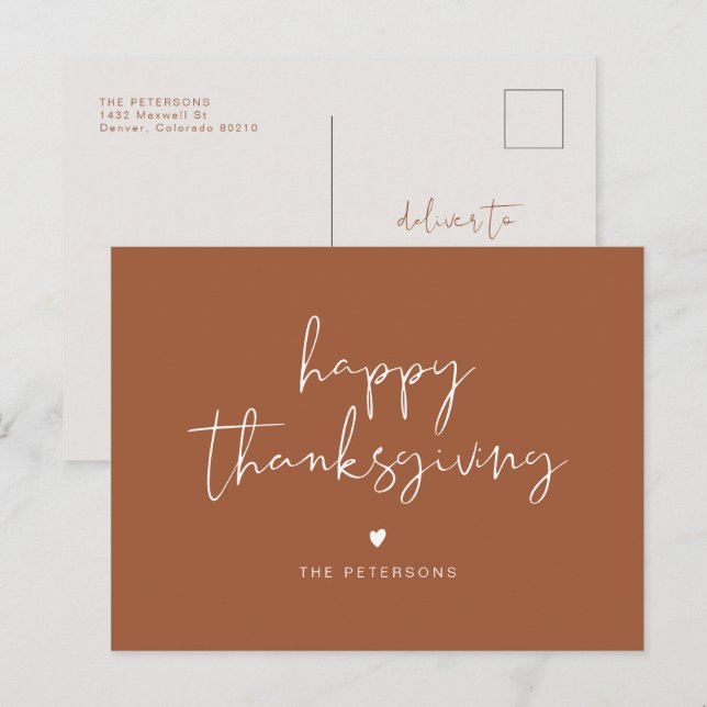 CORIANDER Modern Boho Terracotta Thanksgiving  Postcard (Front/Back)