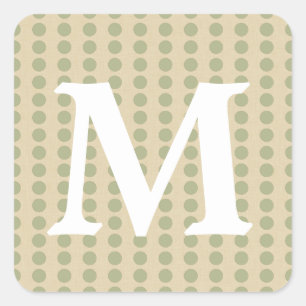 Coriander Spice Moods Dots with Monogram Initial Square Sticker