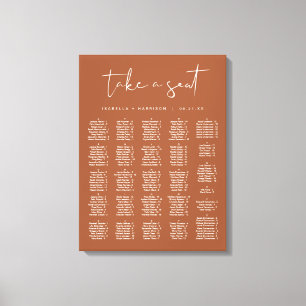 CORIANDER Terracotta Boho Alphabetical Seating Canvas Print