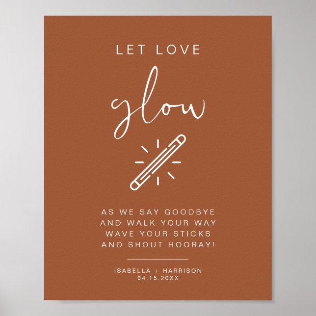 CORIANDER Terracotta Let Love Glow Wedding Sign (Front)