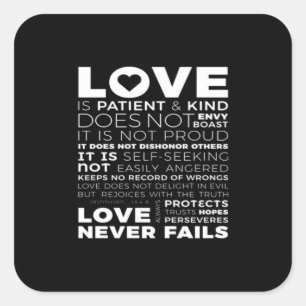 Corinthians Love Is Patient And Kind Does Not Envy Square Sticker