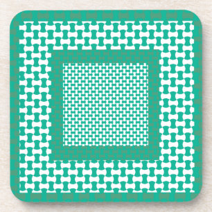 Cork Coaster or Table Mat, Emerald Green Geometric