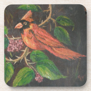 Cork Coaster Set Ann Hayes Painting  Cardinal