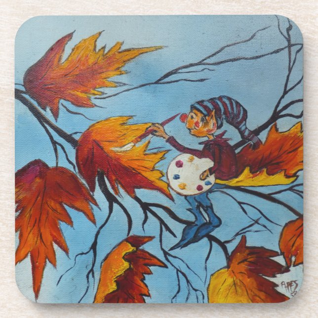 Cork Coaster Set Ann Hayes Pixie Painting (Front)
