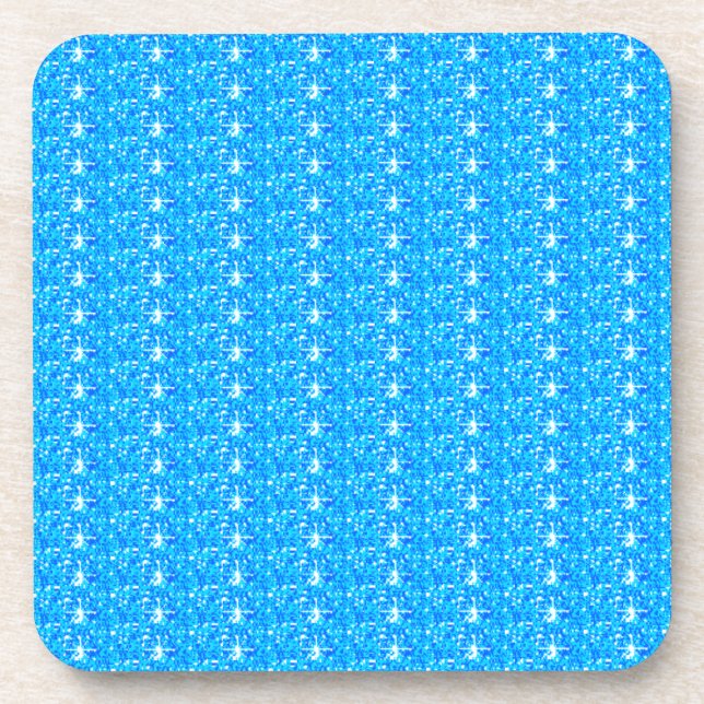 Cork Coaster Set Baby Blue Glitter (Front)