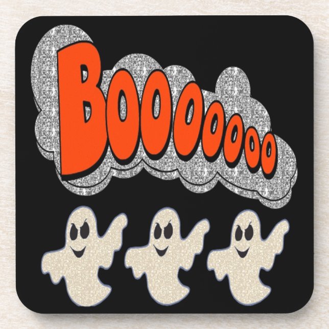 Cork Coaster Set Boo Ghosts (Front)