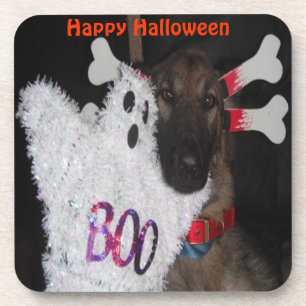 Cork Coaster Set German Shepherd Halloween Boo