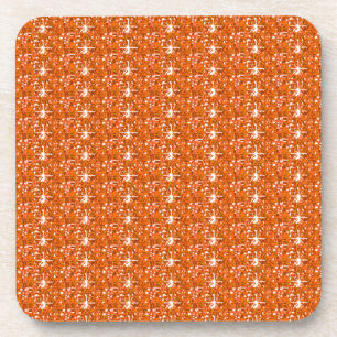 Cork Coaster Set Orange Glitter