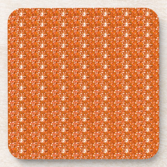 Cork Coaster Set Orange Glitter (Front)