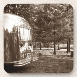 Cork Coaster Vintage Shiny Aluminium Camper