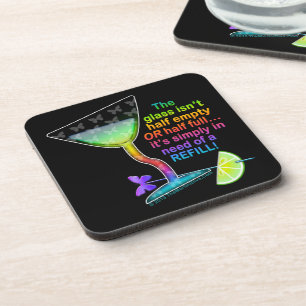 CORK COASTERS - GLASS HALF FULL