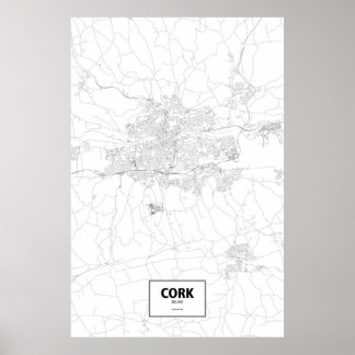Cork, Ireland (black on white) Poster