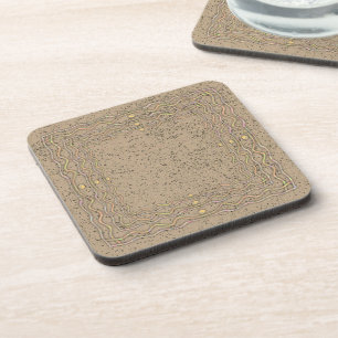 Cork Pattern with Wavy Lines Coaster