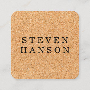 Cork Print Square Business Card