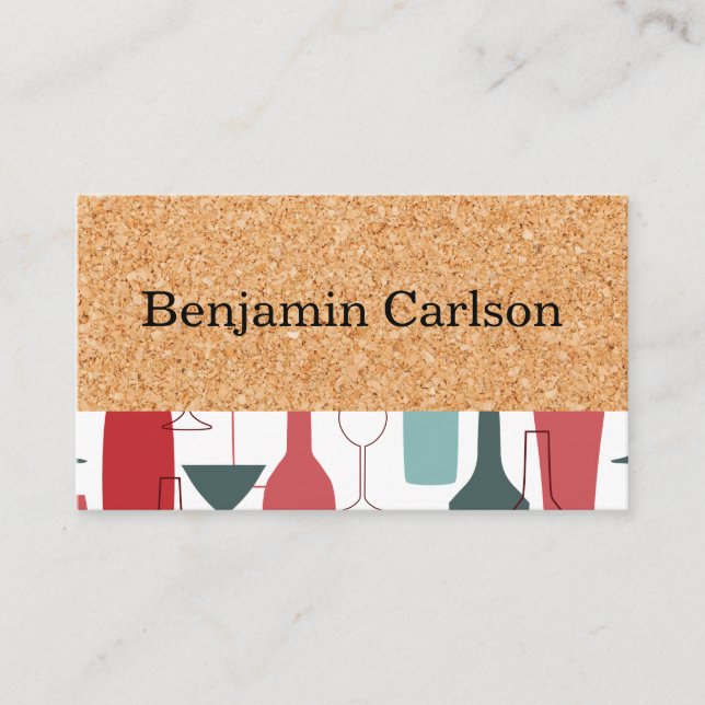 Cork Print | Wine Glasses Bottles Business Card (Front)