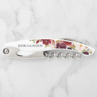 Cork Screw Wedding Favours - Burgundy Marsala