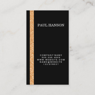 Cork Striped Accent / Black Business Card