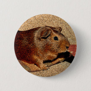 Corkboard Look Guinea Pig 6 Cm Round Badge