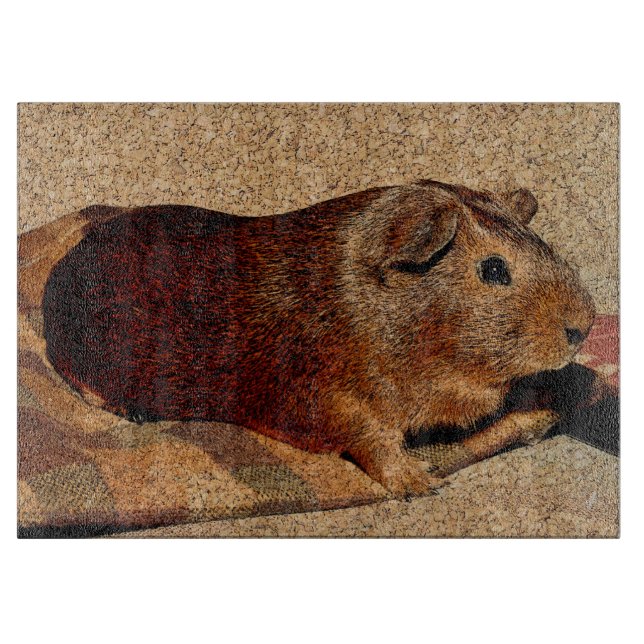 Corkboard Look Guinea Pig Cutting Board (Front)