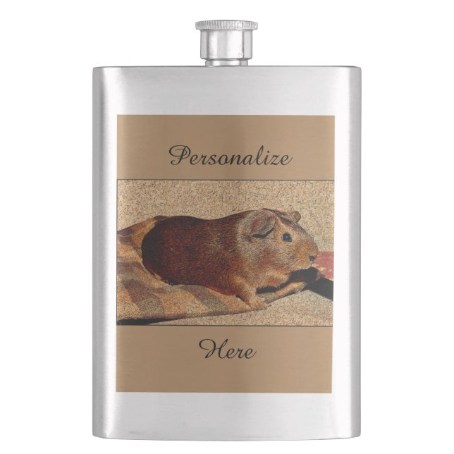 Corkboard Look Guinea Pig Hip Flask (Front)