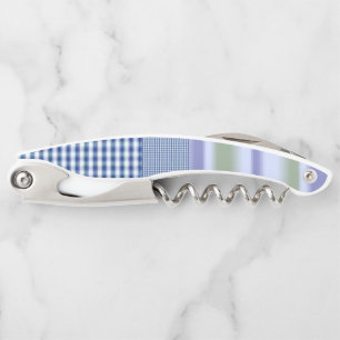 Corkscrew Bottle Opener Blue and White