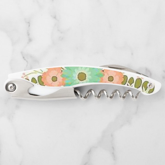 Corkscrew Bottle Opener Floral (Front)