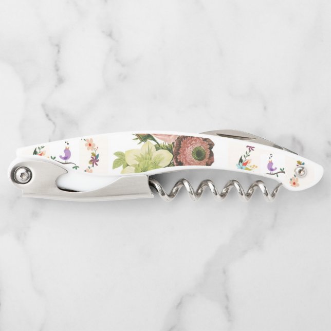 Corkscrew Bottle Opener Floral (Front)