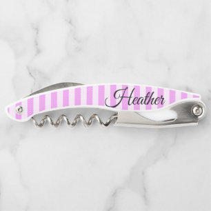 Corkscrew Bottle Opener Pink White